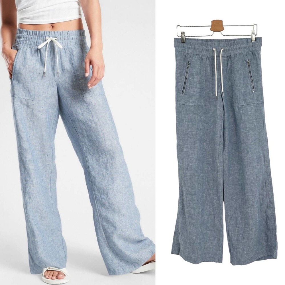 Athleta Blue Wide Leg Pants with Relaxed Fit